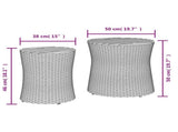 Garden Side Tables 2 pcs with Wooden Top Grey Poly Rattan 366289
