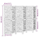 Room Divider 6 Panels Black Solid Wood Paulownia 358761
