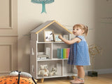 Three-Tier Toy Storage Shelf, Kids Bookcase, with Six Cubes, for Playroom, Bedroom - White T3398P379052