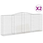 Arched Gabion Baskets 2 pcs 400x50x160/180 cm Galvanised Iron 3147035
