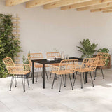 Garden Dining Set 7 pcs Brown Powder-Coated Steel 3379181