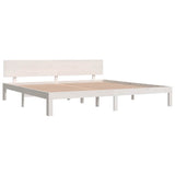 Bed Frame without Mattress White Solid Wood Pine 200x200cm 810516