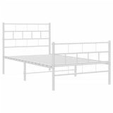 Metal Bed Frame without Mattress with Footboard White 107x203cm 355722