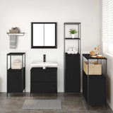Bathroom Furniture Set with Shelf 5 pcs Black Engineered wood 3328369