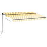 Manual Retractable Awning with LED 350x250 cm Yellow and White 3069083
