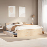Bed Frame without Mattress with Headboard 200x200 cm Solid Wood Pine 3308753