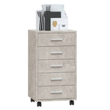Drawer Cabinet with Castors Concrete Grey Engineered Wood 342672