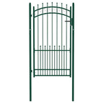 Fence Gate with Spikes Steel 100x175 cm Green 146386