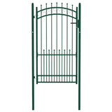 Fence Gate with Spikes Steel 100x175 cm Green 146386