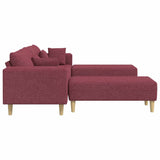 Fabric Sofa with Cushion 3 pcs Wine Red 208 cm Fabric 3335165