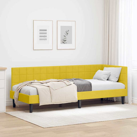 Corner Bed Frame with Headboard Yellow 80 x 200 cm Velvet 42016414
