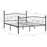 Bed Frame without Mattress with Slatted Base Black Metal 200x200 cm 284460