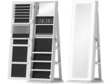 360&deg Swivel Mirror Jewellery Cabinet with 3 Colour LED Lights, Lockable Jewellery Organiser, Free T3398P377836