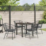 Garden Dining Set 5 pcs Black Poly Rattan 3380905
