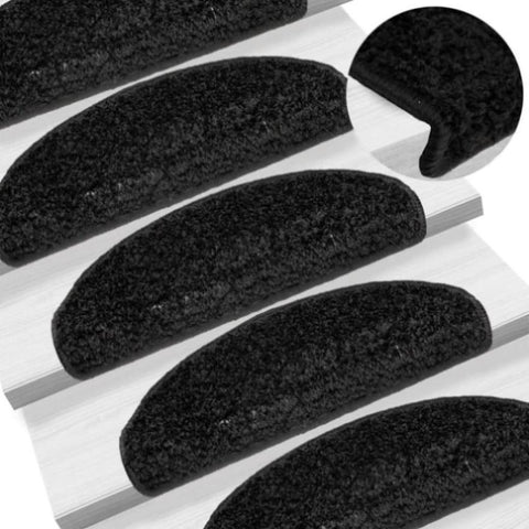 Stair Mats 15 pcs 65x21x4 cm Black Half Round Large 133901