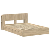 Bed Frame with Storage Sonoma Oak 150 x 200 cm Engineered Wood 3433591