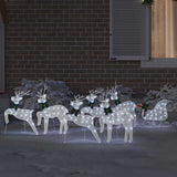 LED Reindeers 7 pcs White Fabric 3385892