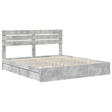 Storage Bed Concrete Grey 200 x 200 cm Engineered Wood 3411546