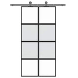 Sliding Door Black 102.5x205 cm Tempered Glass and Aluminium 155224