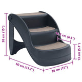 Folding 3-Step Dog Stairs Dark Grey 171174