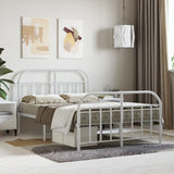 Bed Frame White Powder-Coated Steel Small Double Bed Frame 353699