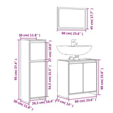 3 Piece Bathroom Furniture Set Smoked Oak Engineered Wood 3143931
