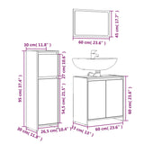 ZNTS 3 Piece Bathroom Furniture Set Brown Oak Engineered Wood 3143933