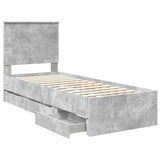 Bed Frame with Drawer Concrete Grey 75 x 190 cm Engineer Wood 3411169