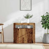 Sideboard with LED Lights Old Wood 80x35x75 cm Engineered Wood 856361