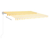 Manual Retractable Awning with Posts 4x3 m Yellow and White 3069938