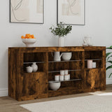 Sideboard with LED Lights Smoked Oak 142.5x37x67 cm 3209090