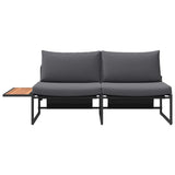 Garden Sofa with Cushion Brown 200.5 x 70 x 85.5cm Metal 42007549