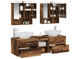 Bathroom Furniture Set 5 pcs Old Wood Engineered Wood and Glass 3406965