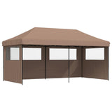 Foldable Party Tent Pop-Up with 3 Sidewalls Brown 4004948