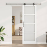 Sliding Door White 83 x 232 cm Solid Pine Wood and Glass 3332310