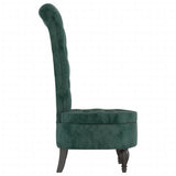 High Back Chair Dark Green Velvet Button Design 352466