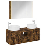 Bathroom Cabinet Set 4 pcs Smoked Oak Engineered Wood 3406587