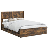 Bed Frame with Storage and Headboard Smoked Oak 120 x 200 cm 3414321