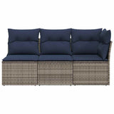 Garden Sofa with Cushion 8 pcs Grey and beige Poly rattan 366165