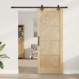 Sliding Door Natural and Black 83 x 211 cm Solid Pine Wood 3333506