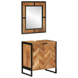 2 Piece Bathroom Furniture Set Iron and Solid Wood Acacia 3217119