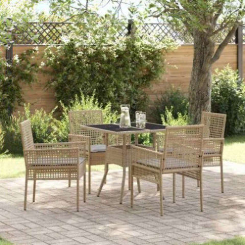 Garden Dining Set 5 pcs Beige Poly rattan 3334930
