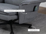Swivel Recliner Chair and Footstool, Upholstered Massage Recliner Armchair with Remote Control, T3398P343286