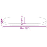 Table Top 80x40x2,5 cm Solid Wood Pine Oval 824350