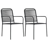 Garden Dining Set Black Powder-coated steel, glass, cotton rope 3060207