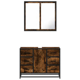 2 Piece Bathroom Furniture Set Smoked Oak Engineered Wood 3300902