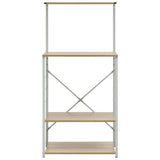 Microwave Cabinet White and Oak 60x39.6x123 cm Engineered Wood 288241
