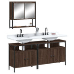ZNTS 3 Piece Bathroom Furniture Set Brown Oak Engineered Wood 3214669
