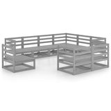 9 Piece Garden Lounge Set Grey Solid Pinewood 3075806