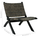 Relaxing Chair Black Natural Kubu Rattan and Solid Mahogany Wood 285802